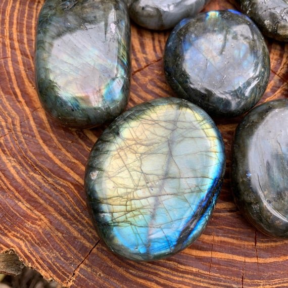 Labradorite Palm Stones (1.50-3 Inch - AAA Grade - 6-10 Pieces Per Kilogram) Ethically Sourced from Madagascar - Beyond Bohemian