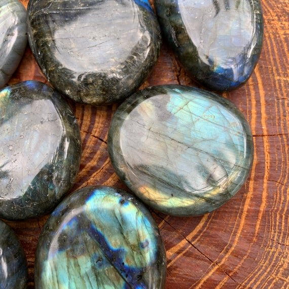 Labradorite Palm Stones (1.50-3 Inch - AAA Grade - 6-10 Pieces Per Kilogram) Ethically Sourced from Madagascar - Beyond Bohemian
