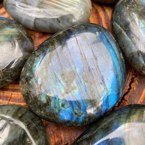 Labradorite Palm Stones (1.50-3 Inch - AAA Grade - 6-10 Pieces Per Kilogram) Ethically Sourced from Madagascar - Beyond Bohemian