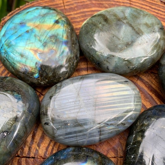 Labradorite Palm Stones (1.50-3 Inch - AAA Grade - 6-10 Pieces Per Kilogram) Ethically Sourced from Madagascar - Beyond Bohemian