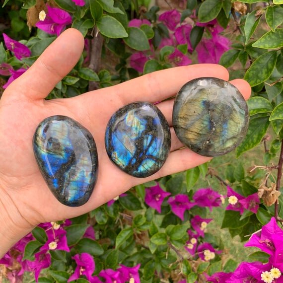 Labradorite Palm Stones (1.50-3 Inch - AAA Grade - 6-10 Pieces Per Kilogram) Ethically Sourced from Madagascar - Beyond Bohemian