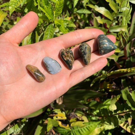 Ocean Jasper Tumbled Stones (0.75-1.25 Inch - A Grade - 32-48 Pieces Per Pound) Ethically Sourced from Madagascar - Beyond Bohemian