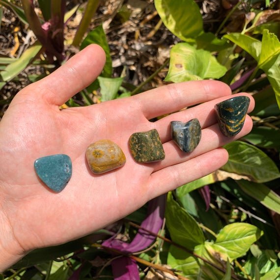 Ocean Jasper Tumbled Stones (0.75-1.25 Inch - A Grade - 32-48 Pieces Per Pound) Ethically Sourced from Madagascar - Beyond Bohemian