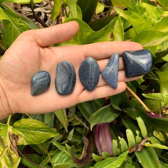 Lazulite Tumbled Stones (1-1.50 Inch - AA Grade - 16-32 Pieces Per Pound) Ethically Sourced from Madagascar - Beyond Bohemian