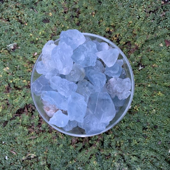 Celestite Raw Crystal Point Chunks (0.50-1.25 Inch - AA Grade - 24-48 Pieces Per Pound) Ethically Sourced from Madagascar - Beyond Bohemian