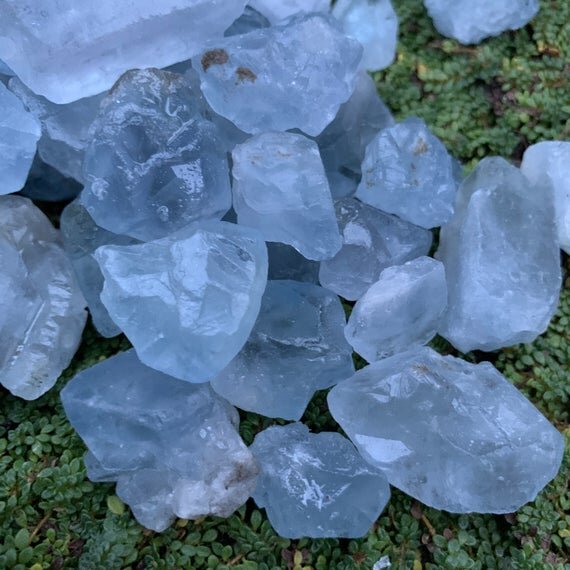 Celestite Raw Crystal Point Chunks (0.50-1.25 Inch - AA Grade - 24-48 Pieces Per Pound) Ethically Sourced from Madagascar - Beyond Bohemian