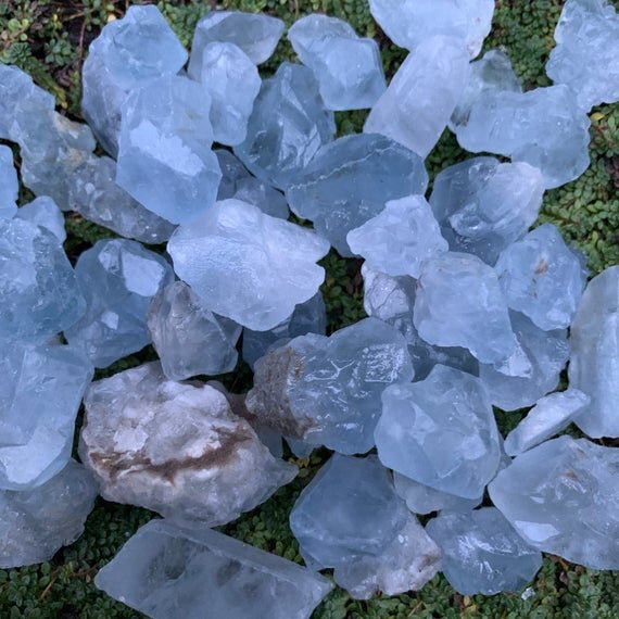 Celestite Raw Crystal Point Chunks (0.50-1.25 Inch - AA Grade - 24-48 Pieces Per Pound) Ethically Sourced from Madagascar - Beyond Bohemian