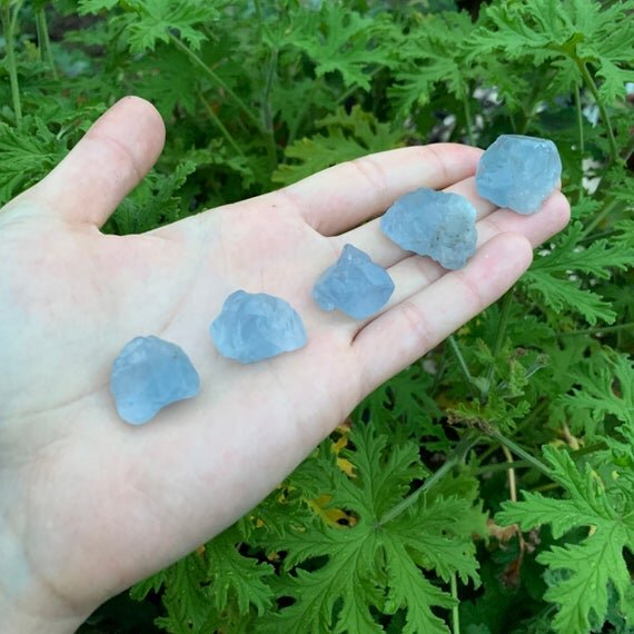 Celestite Raw Crystal Point Chunks (0.50-1.25 Inch - AA Grade - 24-48 Pieces Per Pound) Ethically Sourced from Madagascar - Beyond Bohemian