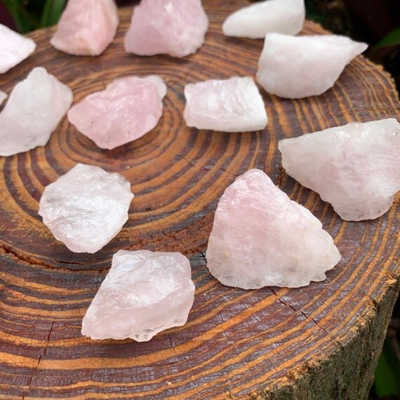 Rose Quartz Raw Crystals (1-2 Inch - AA Grade - 12-20 Pieces Per Pound) Ethically Sourced from Madagascar - Beyond Bohemian