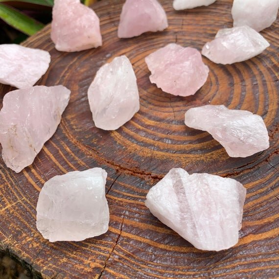 Rose Quartz Raw Crystals (1-2 Inch - AA Grade - 12-20 Pieces Per Pound) Ethically Sourced from Madagascar - Beyond Bohemian
