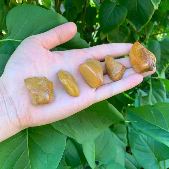 Yellow Jasper Tumbled Stones (1-1.50 Inch - AA Grade - 16-32 Pieces Per Pound) Ethically Sourced from Madagascar - Beyond Bohemian