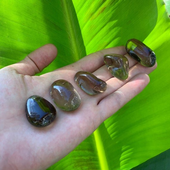 Smoky Quartz Tumbled Stones (1-1.50 Inch - AAA Grade - 24-40 Pieces Per Pound) Ethically Sourced from Brazil - Beyond Bohemian