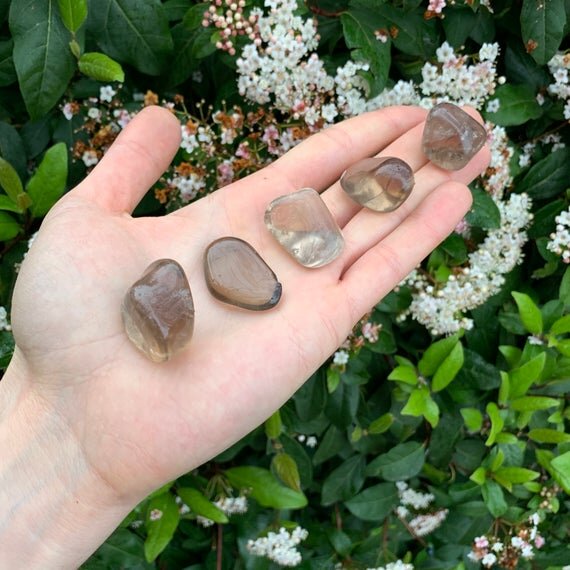 Smoky Quartz Tumbled Stones (1-1.50 Inch - AAA Grade - 24-40 Pieces Per Pound) Ethically Sourced from Brazil - Beyond Bohemian