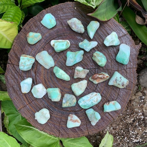 Chrysoprase Tumbled Stones (1-1.50 Inch - A Grade - 24-40 Pieces Per Pound) Ethically Sourced from Brazil - Beyond Bohemian