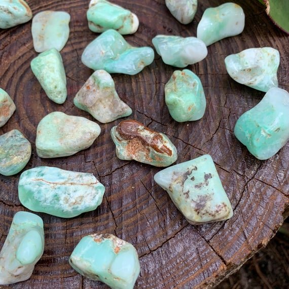 Chrysoprase Tumbled Stones (1-1.50 Inch - A Grade - 24-40 Pieces Per Pound) Ethically Sourced from Brazil - Beyond Bohemian