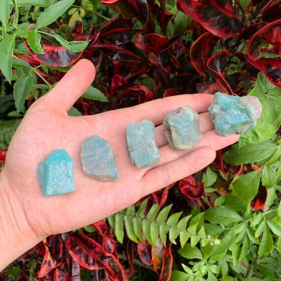 Amazonite Raw Stones (1-2 Inch - AA Grade - 16-32 Pieces Per Pound) Ethically Sourced from Canada - Beyond Bohemian