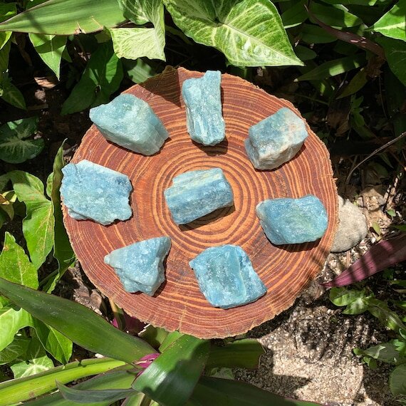 Aquamarine Raw Crystals (1.50-3 Inch - AA Grade - 3-4 Pieces Per Pound) Ethically Sourced from Brazil - Beyond Bohemian