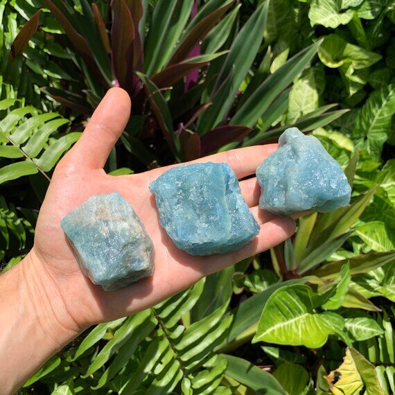 Aquamarine Raw Crystals (1.50-3 Inch - AA Grade - 3-4 Pieces Per Pound) Ethically Sourced from Brazil - Beyond Bohemian