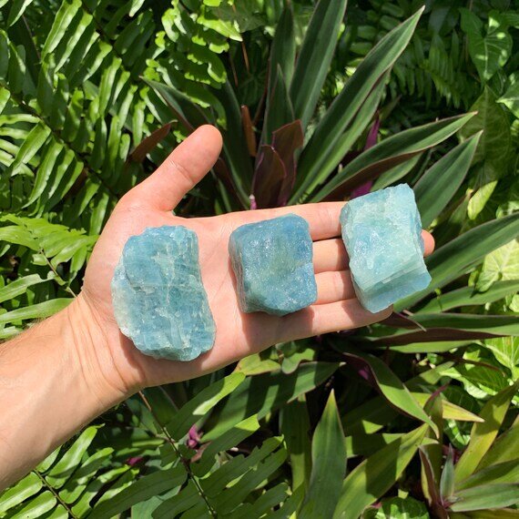 Aquamarine Raw Crystals (1.50-3 Inch - AA Grade - 3-4 Pieces Per Pound) Ethically Sourced from Brazil - Beyond Bohemian