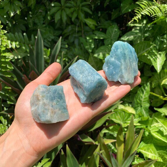 Aquamarine Raw Crystals (1.50-3 Inch - AA Grade - 3-4 Pieces Per Pound) Ethically Sourced from Brazil - Beyond Bohemian