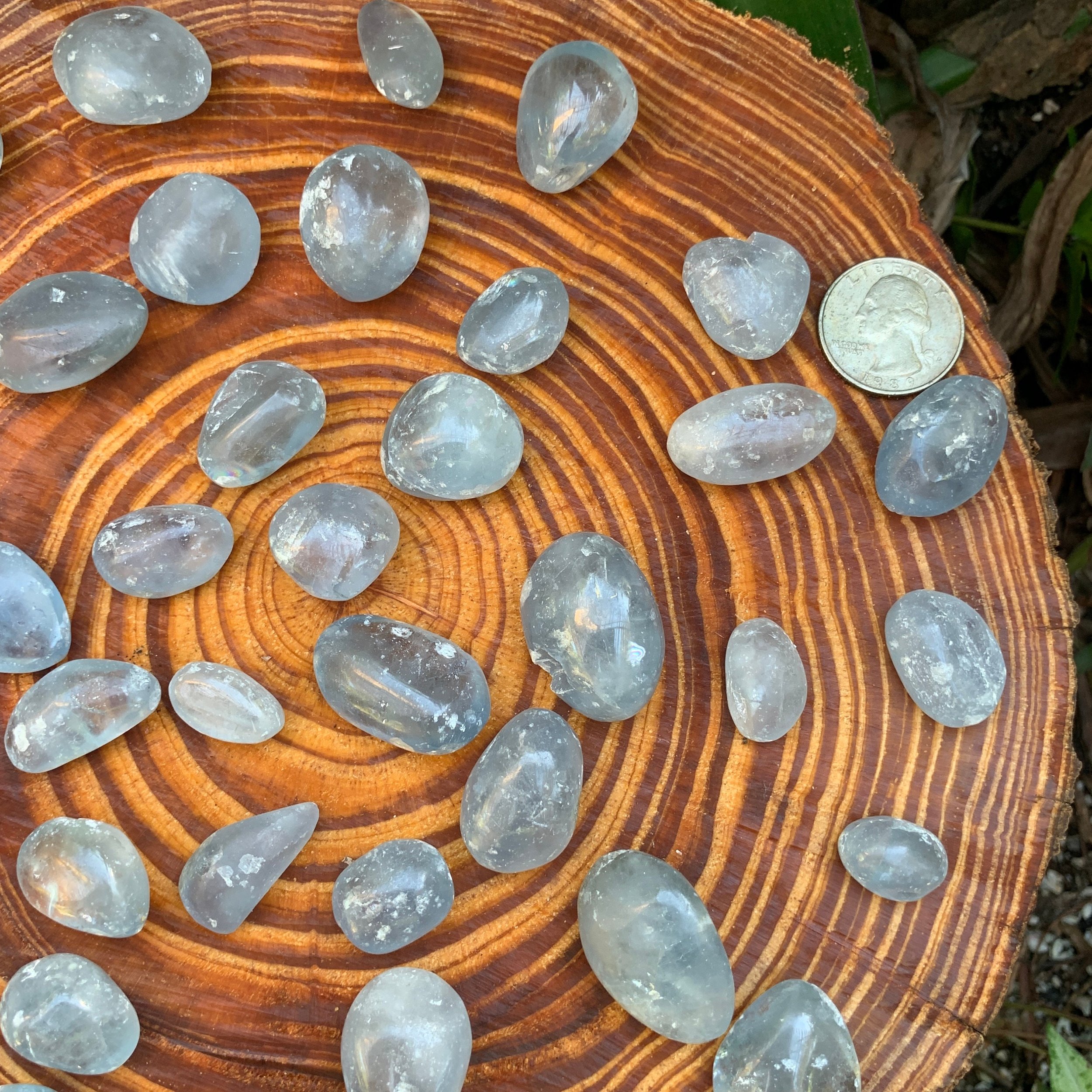 Celestite Hand Polished Stones (0.75-1.50 Inch - AA Grade - 24-40 Pieces Per Pound) Ethically Sourced from Madagascar - Beyond Bohemian