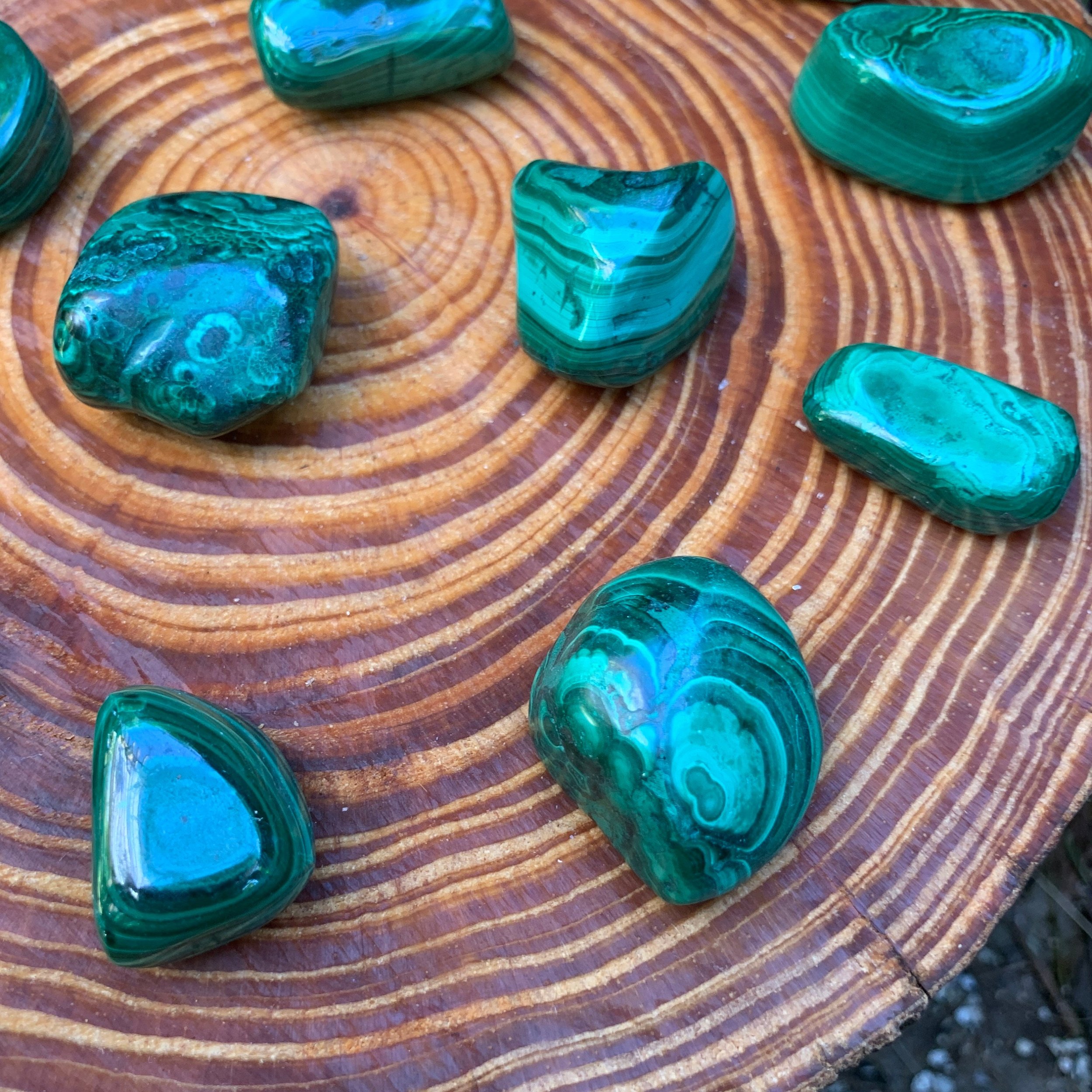 Malachite Hand Polished Stones (1-1.50 Inch - AA Grade - 16-24 Pieces Per Pound) Ethically Sourced from Democratic Republic of the Congo - Beyond Bohemian