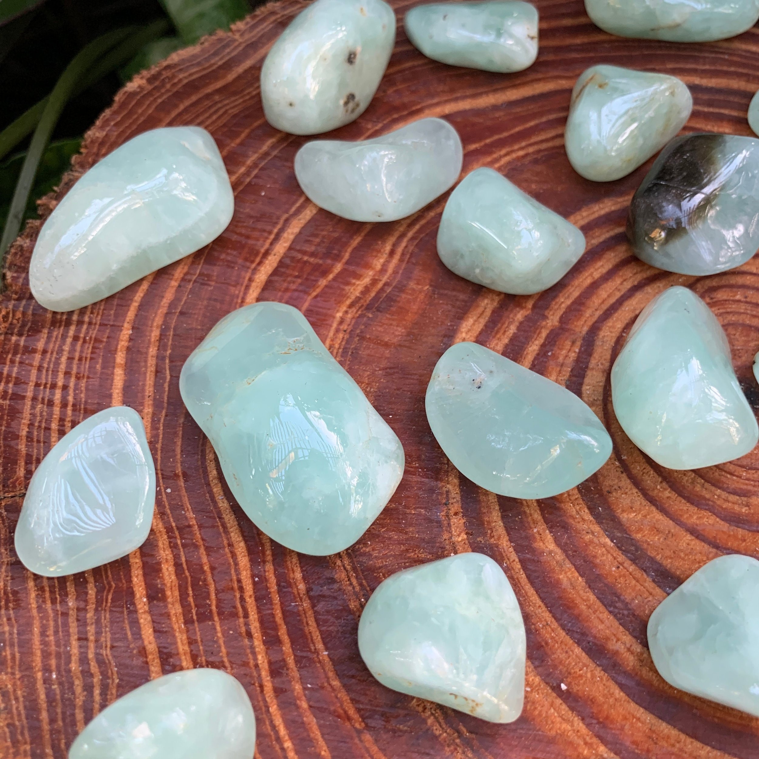 Prehnite Tumbled Stones (1-1.50 Inch - AA Grade - 24-40 Pieces Per Pound) Ethically Sourced from Namibia - Beyond Bohemian