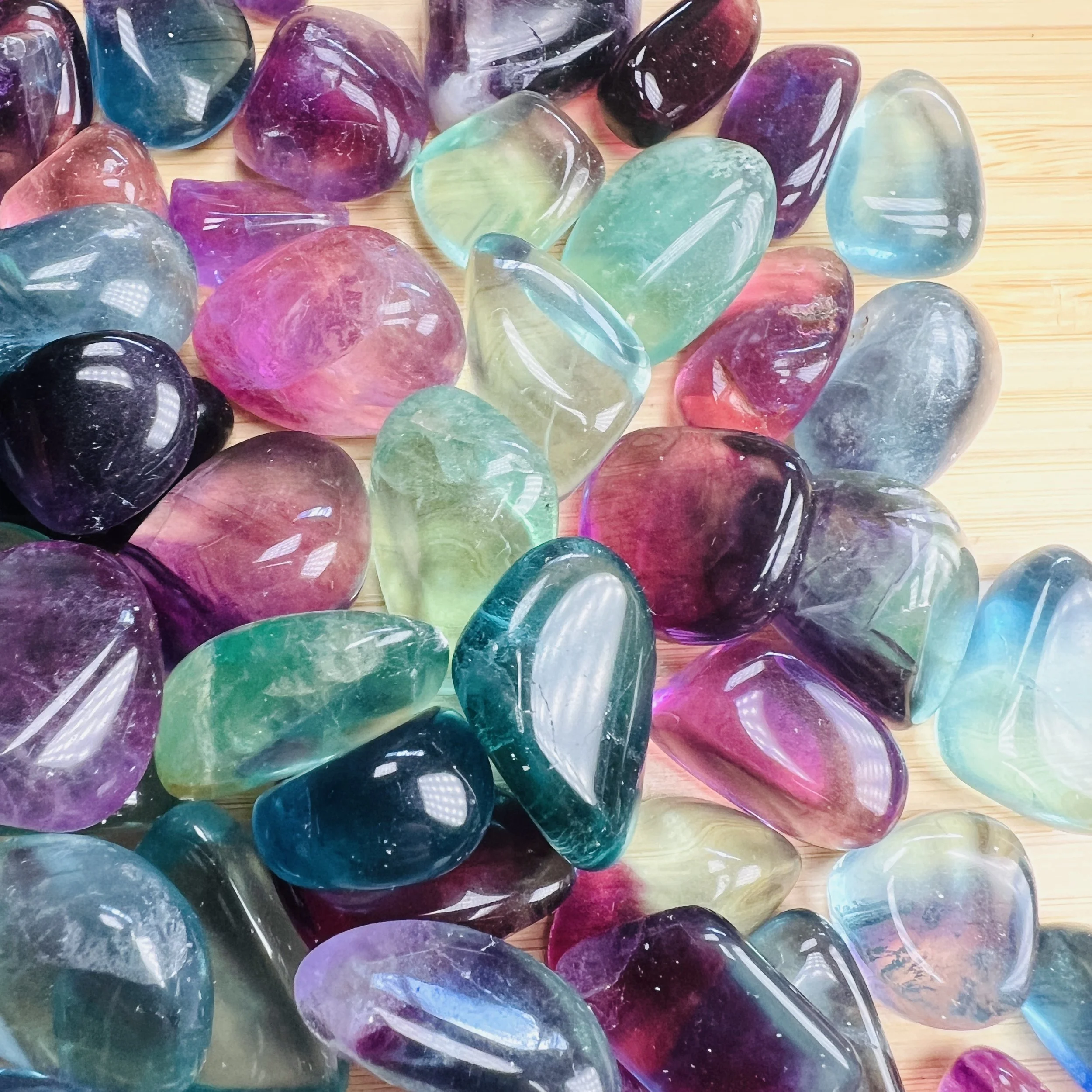 Fluorite Tumbled Stones (0.50-1.25 Inch - AAA Grade - 80-120 Pieces Per Pound) Ethically Sourced from China - Beyond Bohemian