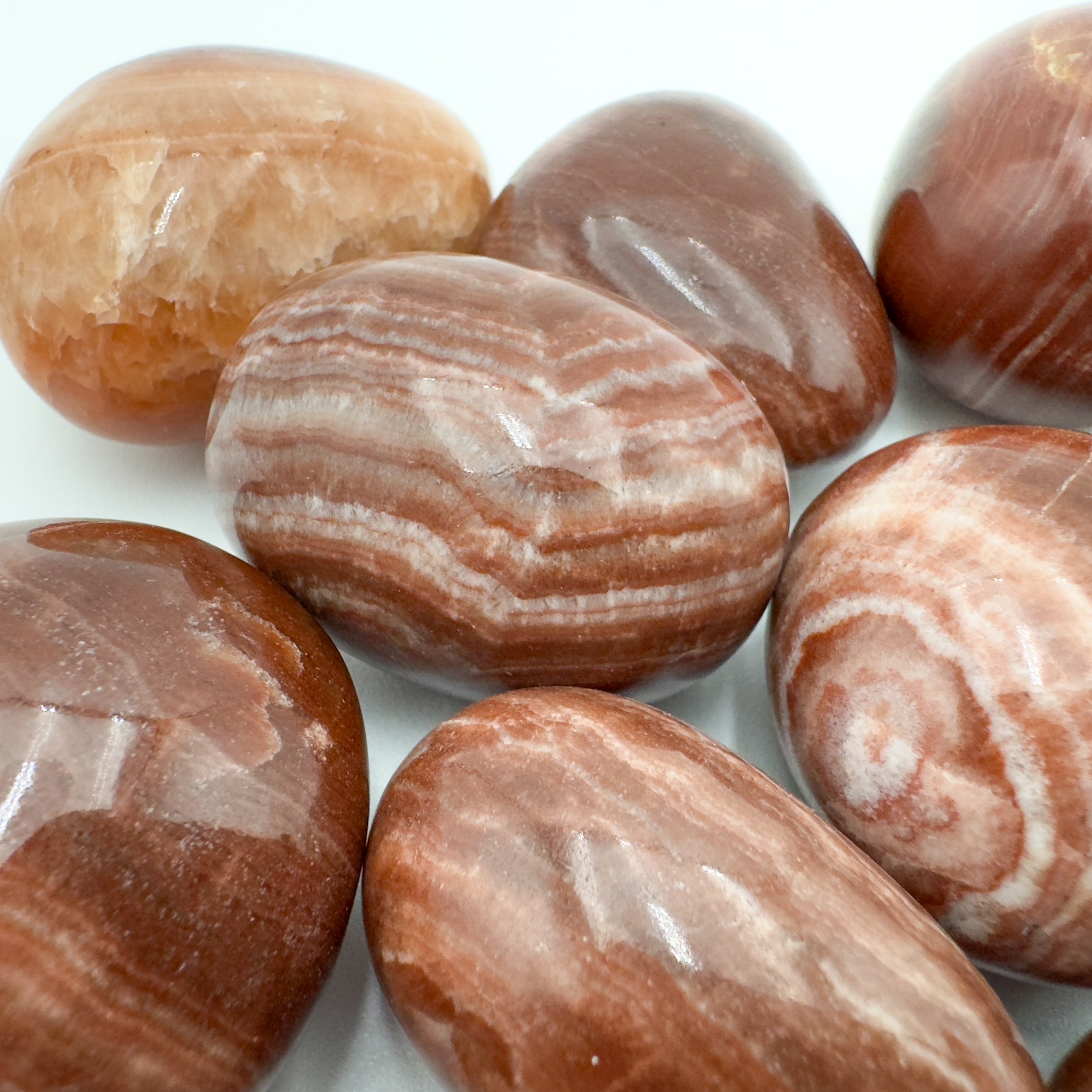 Red Aragonite Hand Polished Stones (1.25-1.50 Inch - AAA Grade - 8-12 Pieces Per Pound) Ethically Sourced from Peru - Beyond Bohemian