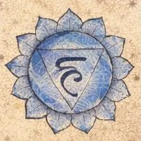 Hand-drawn Throat Chakra symbol for communication and authentic expression crystals