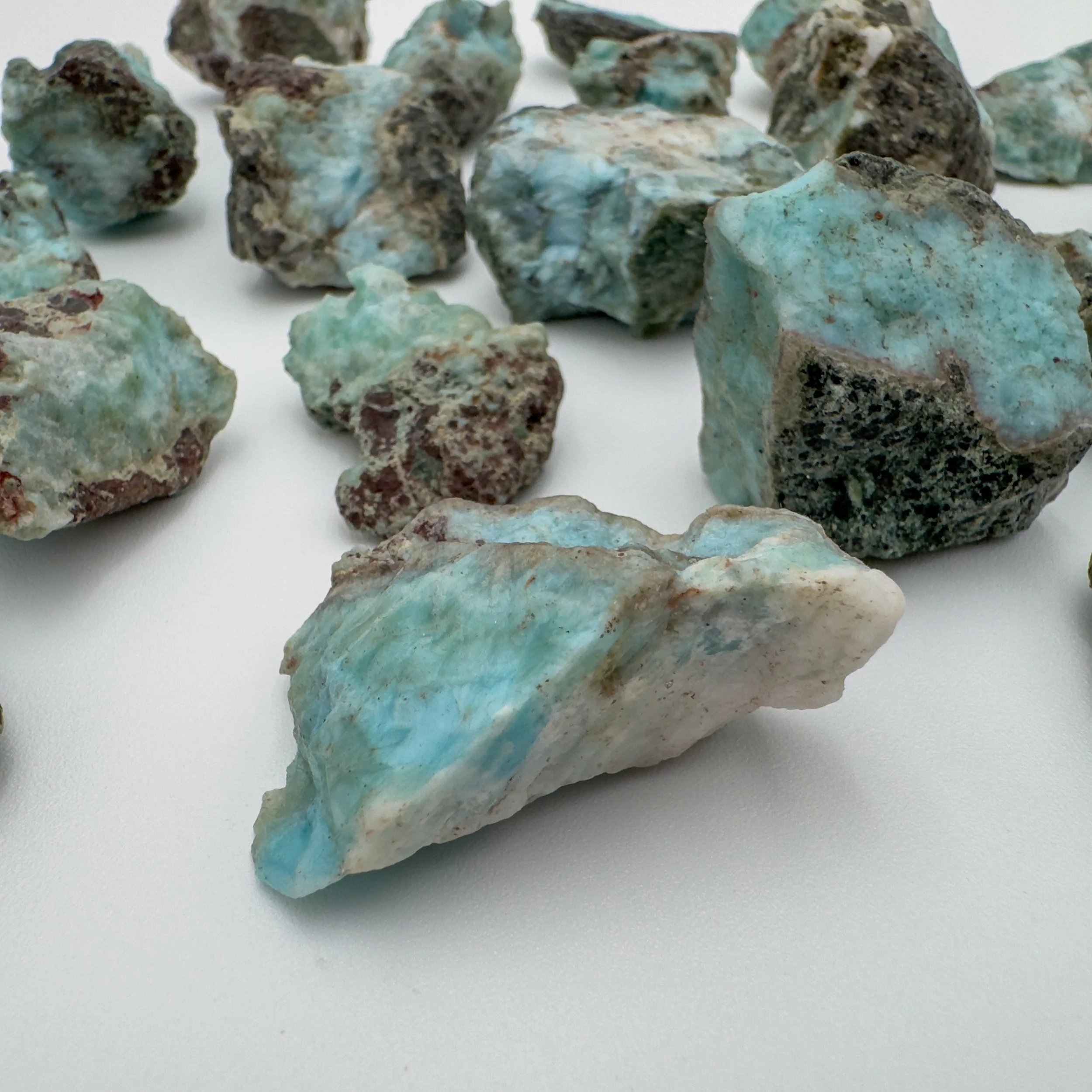 Larimar Raw Stones (1-2 Inch - A Grade - 16-24 Pieces Per Pound) Ethically Sourced from Dominican Republic - Beyond Bohemian