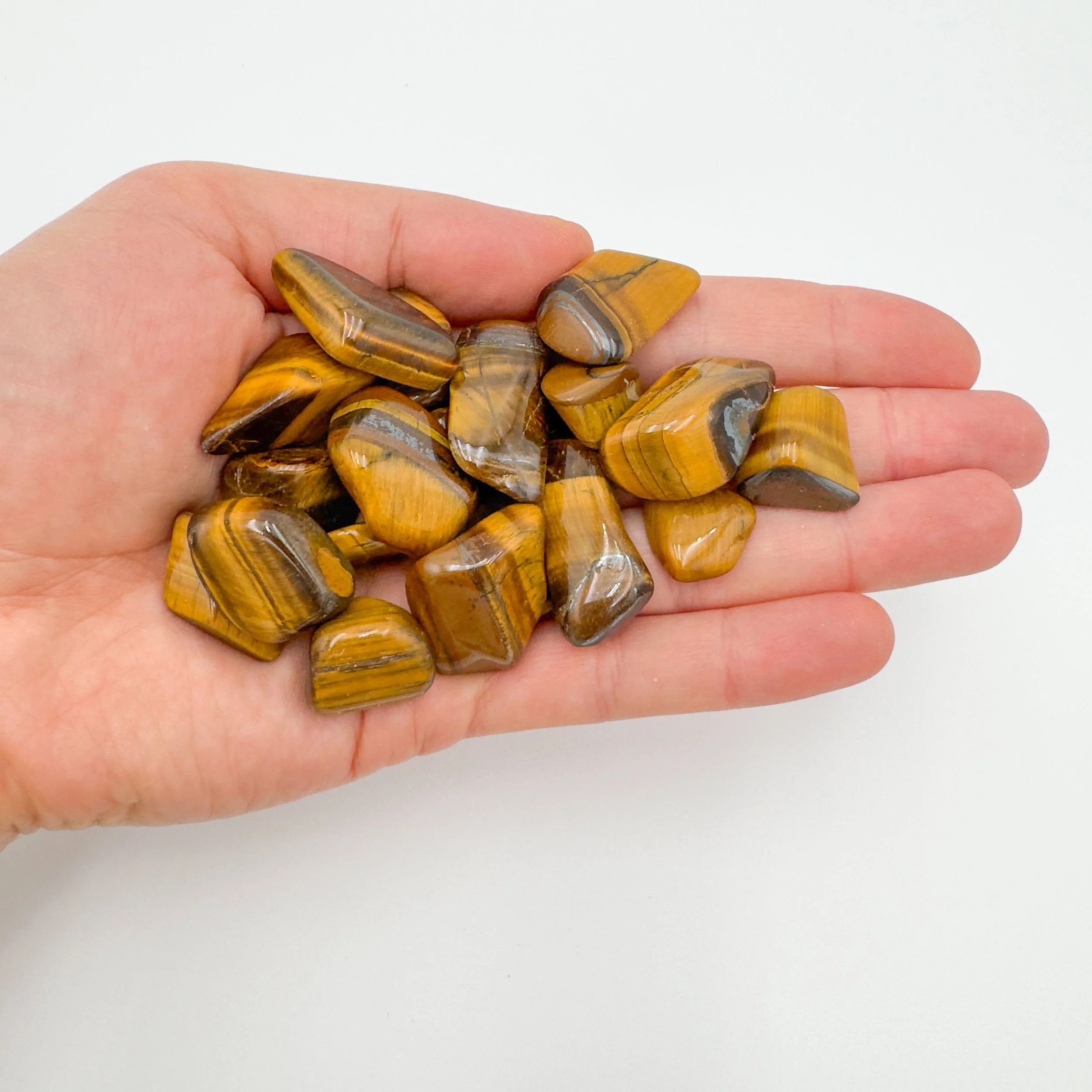 Tiger Eye Tumbled Stones (0.50-1 Inch - A Grade - 64-128 Pieces Per Pound) Ethically Sourced from South Africa - Beyond Bohemian