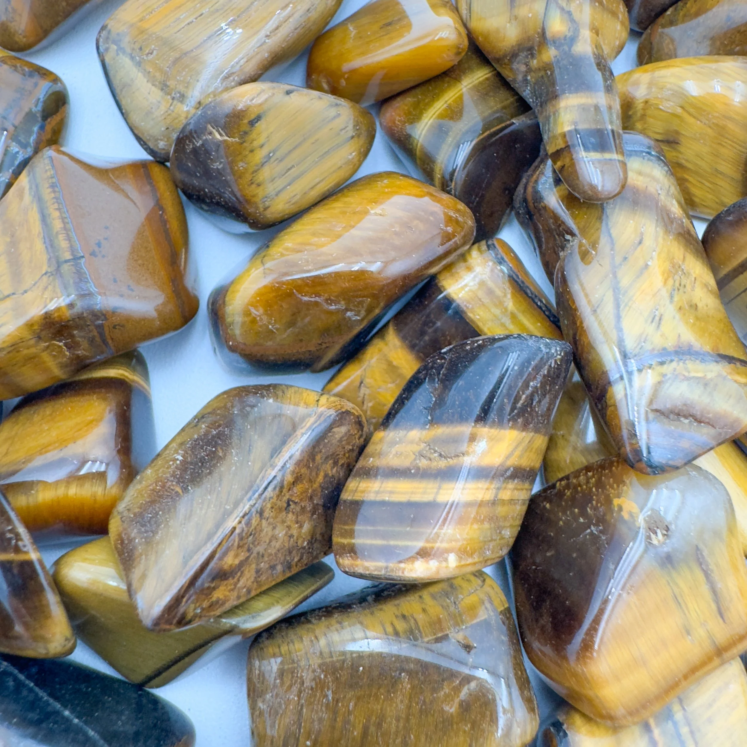 Tiger Eye Tumbled Stones (0.50-1 Inch - A Grade - 64-128 Pieces Per Pound) Ethically Sourced from South Africa - Beyond Bohemian
