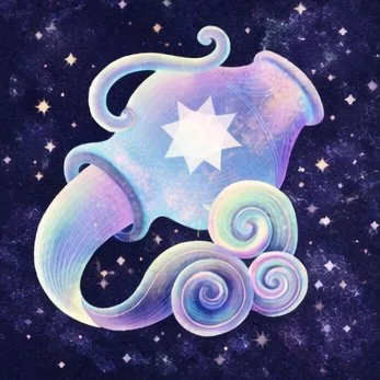 Hand-drawn Aquarius zodiac symbol for clarity and visionary crystals