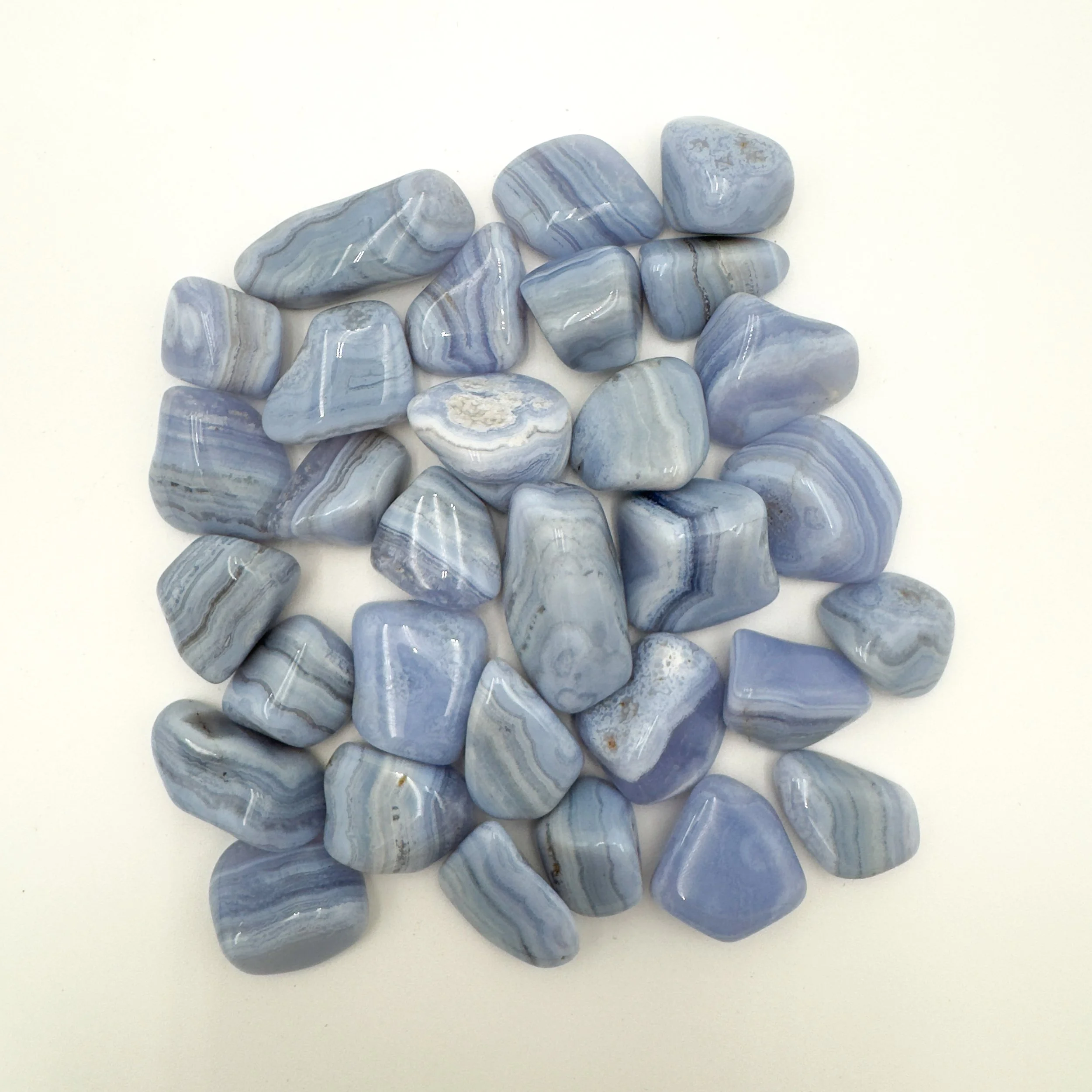Tumbled Blue Lace Agate minerals for artisans and mindful shops