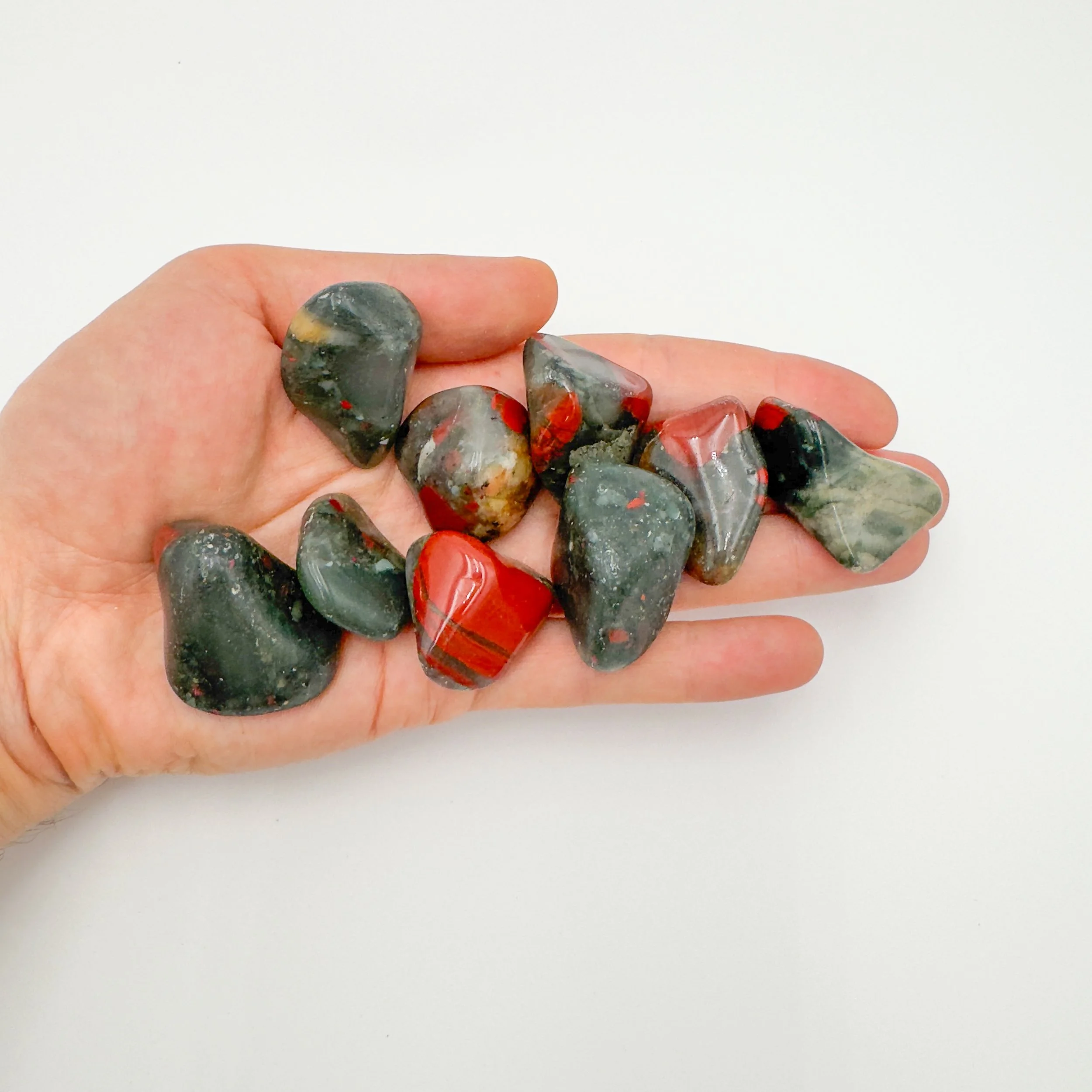Bloodstone Tumbled Stones (1.25-2 Inch - AA Grade - 16-24 Pieces Per Pound) Ethically Sourced from Eswatini (Swaziland) - Beyond Bohemian