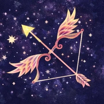 Hand-drawn Sagittarius zodiac symbol for adventure and intuitive crystals