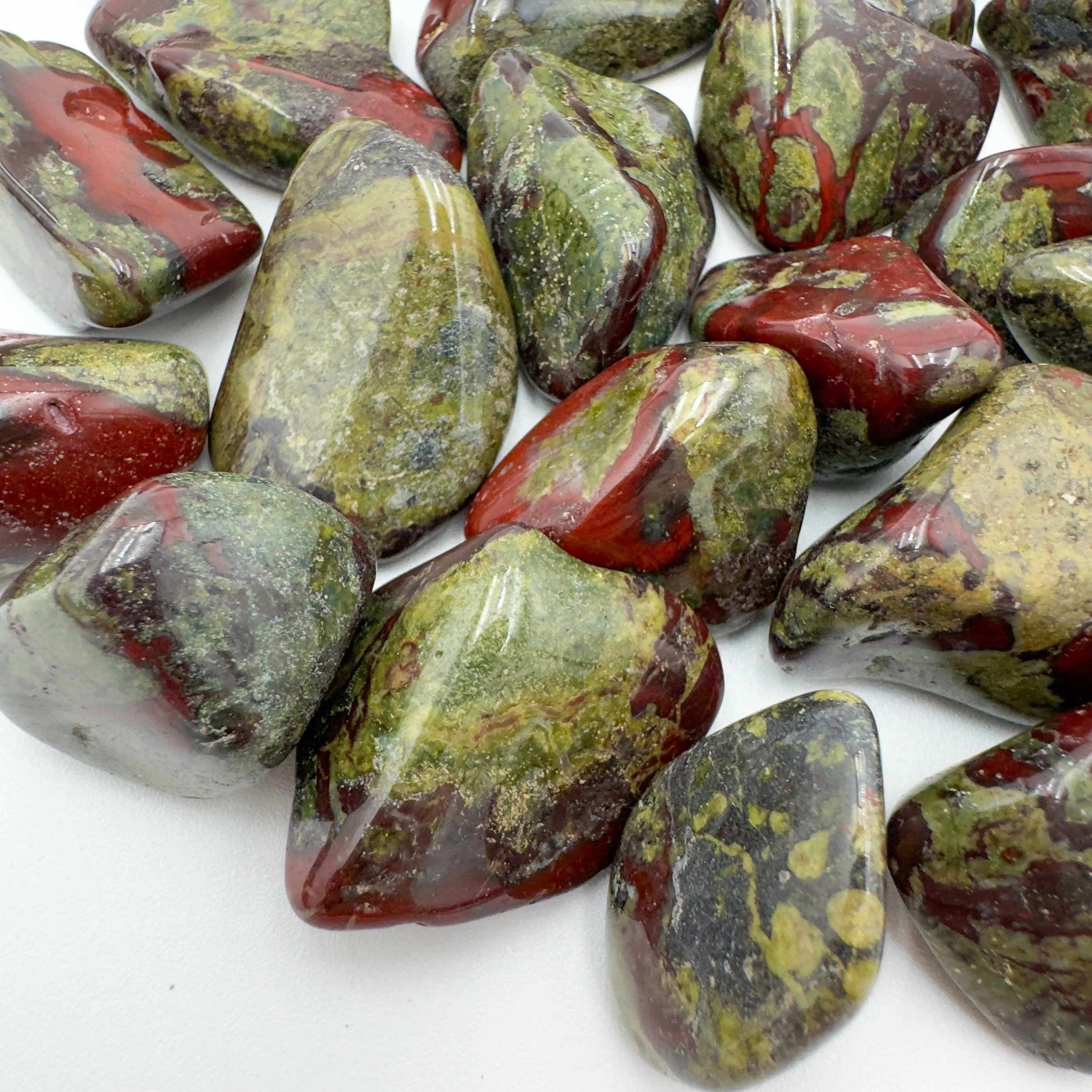 Ethically sourced Dragon Bloodstone crystals for courage and vitality
