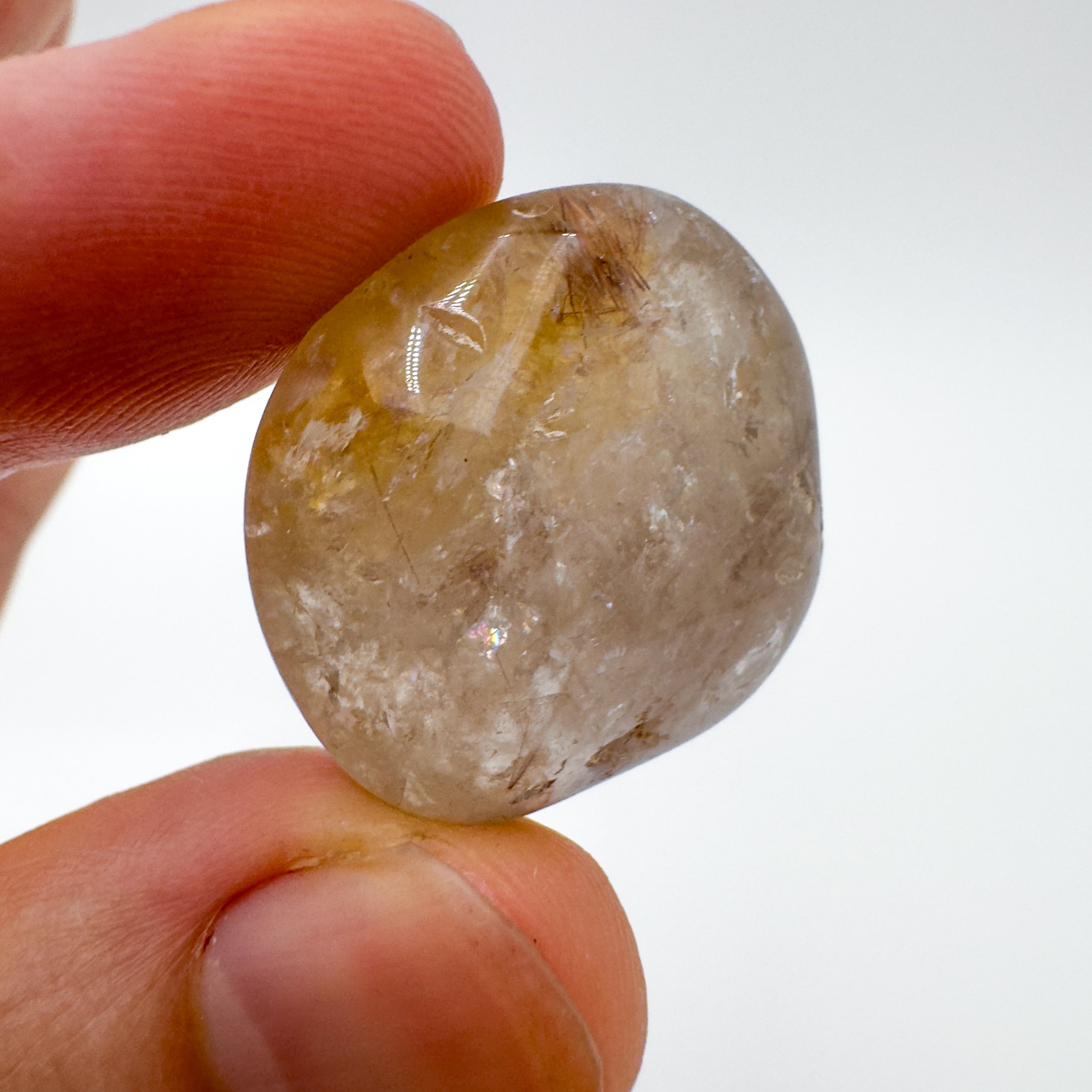 Rutilated Golden Quartz Tumbled Stones (1-1.50 Inch - AA Grade - 24-40 Pieces Per Pound) Ethically Sourced from Brazil - Beyond Bohemian