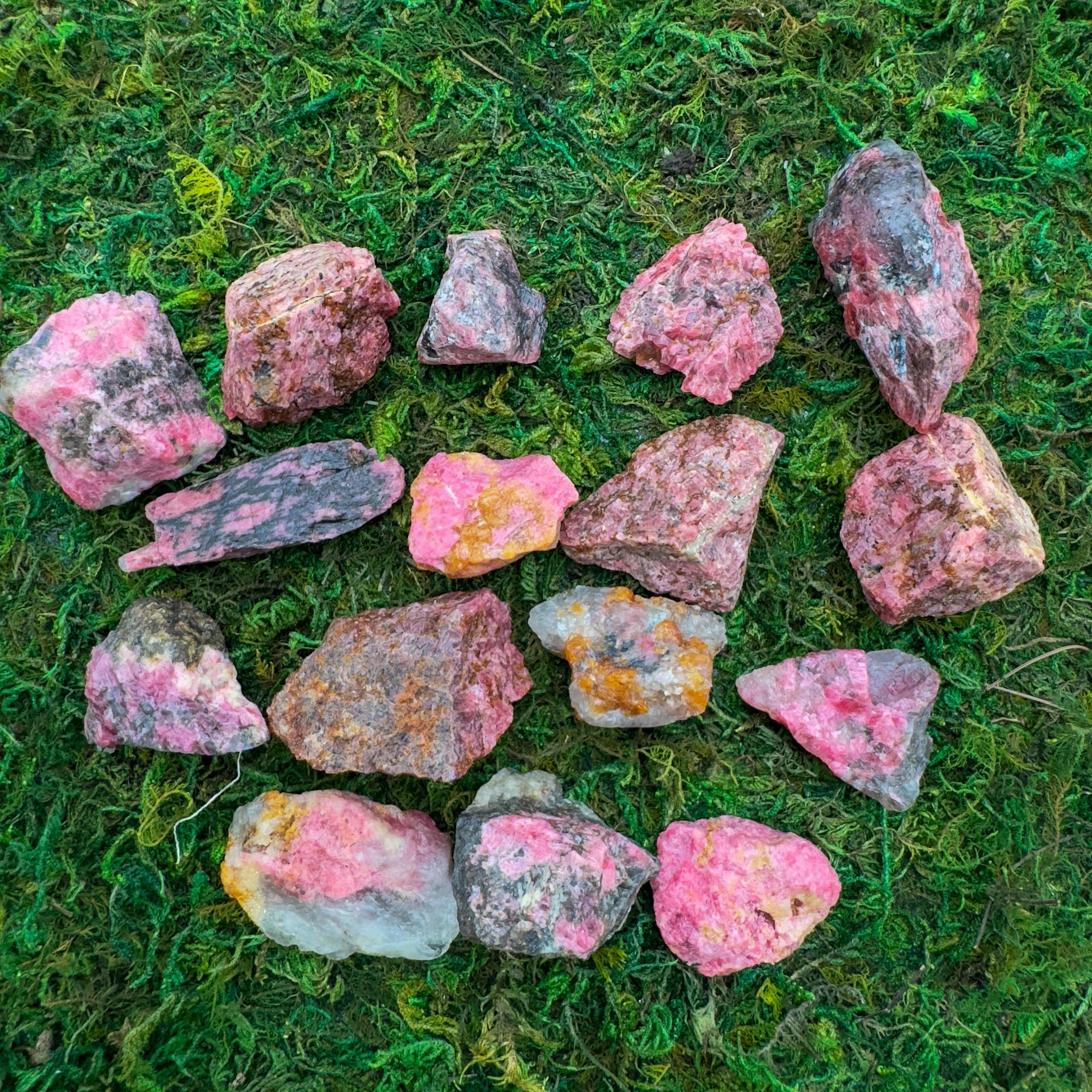 Rhodonite Raw Stones (1-2 Inch - AA Grade - 12-20 Pieces Per Pound) Ethically Sourced from Zimbabwe - Beyond Bohemian