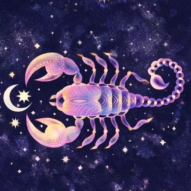 Hand-drawn Scorpio zodiac symbol for protection and transformation crystals