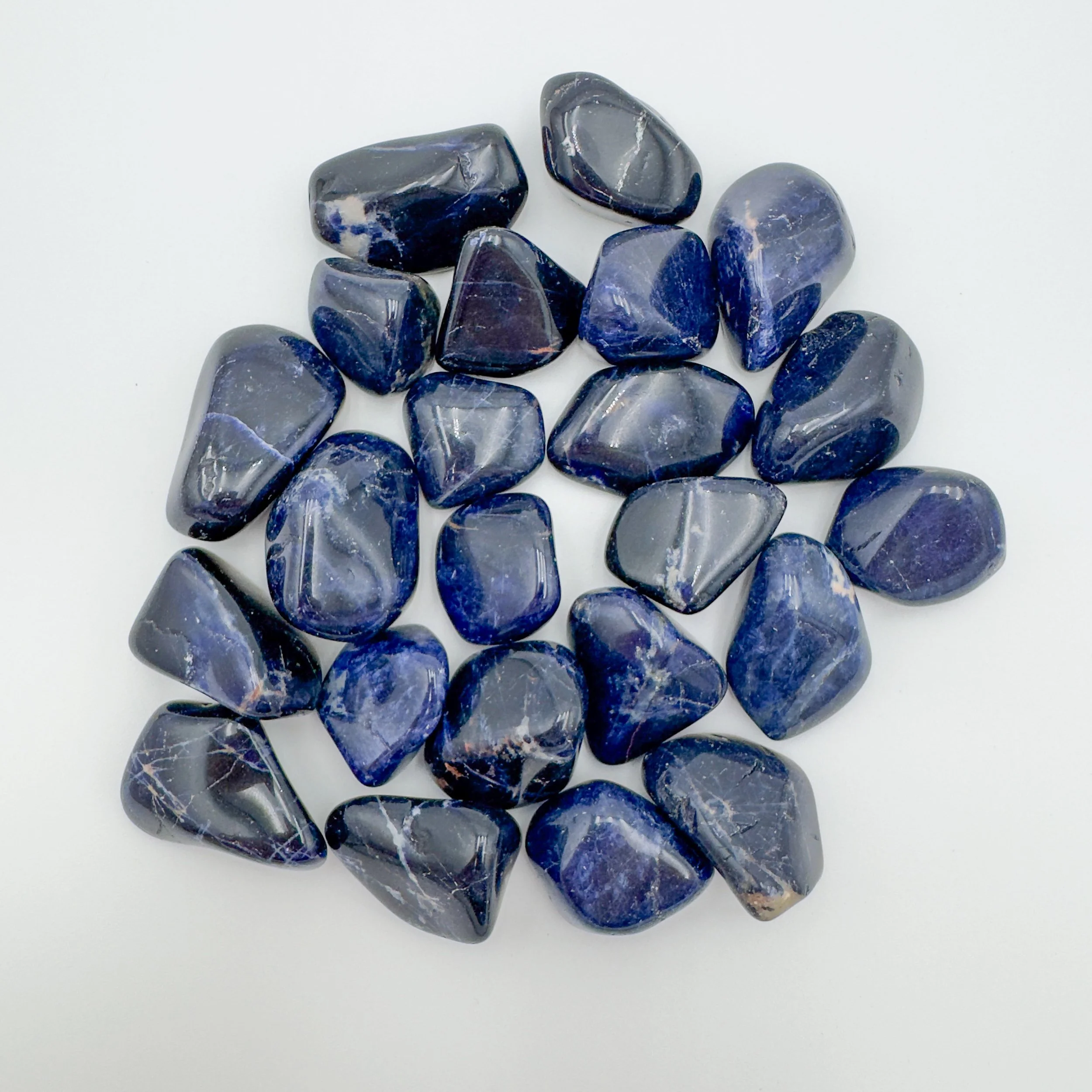 Sodalite Tumbled Stones (1.25-2 Inch - AA Grade - 16-24 Pieces Per Pound) Ethically Sourced from Namibia - Beyond Bohemian