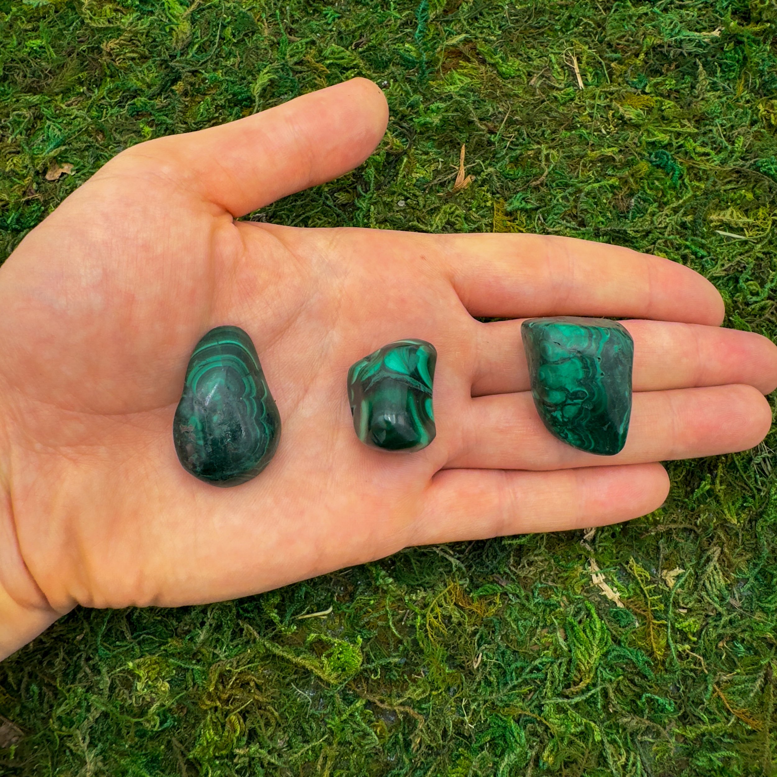 Malachite Hand Polished Stones (1-1.50 Inch - AA Grade - 16-24 Pieces Per Pound) Ethically Sourced from Democratic Republic of the Congo - Beyond Bohemian
