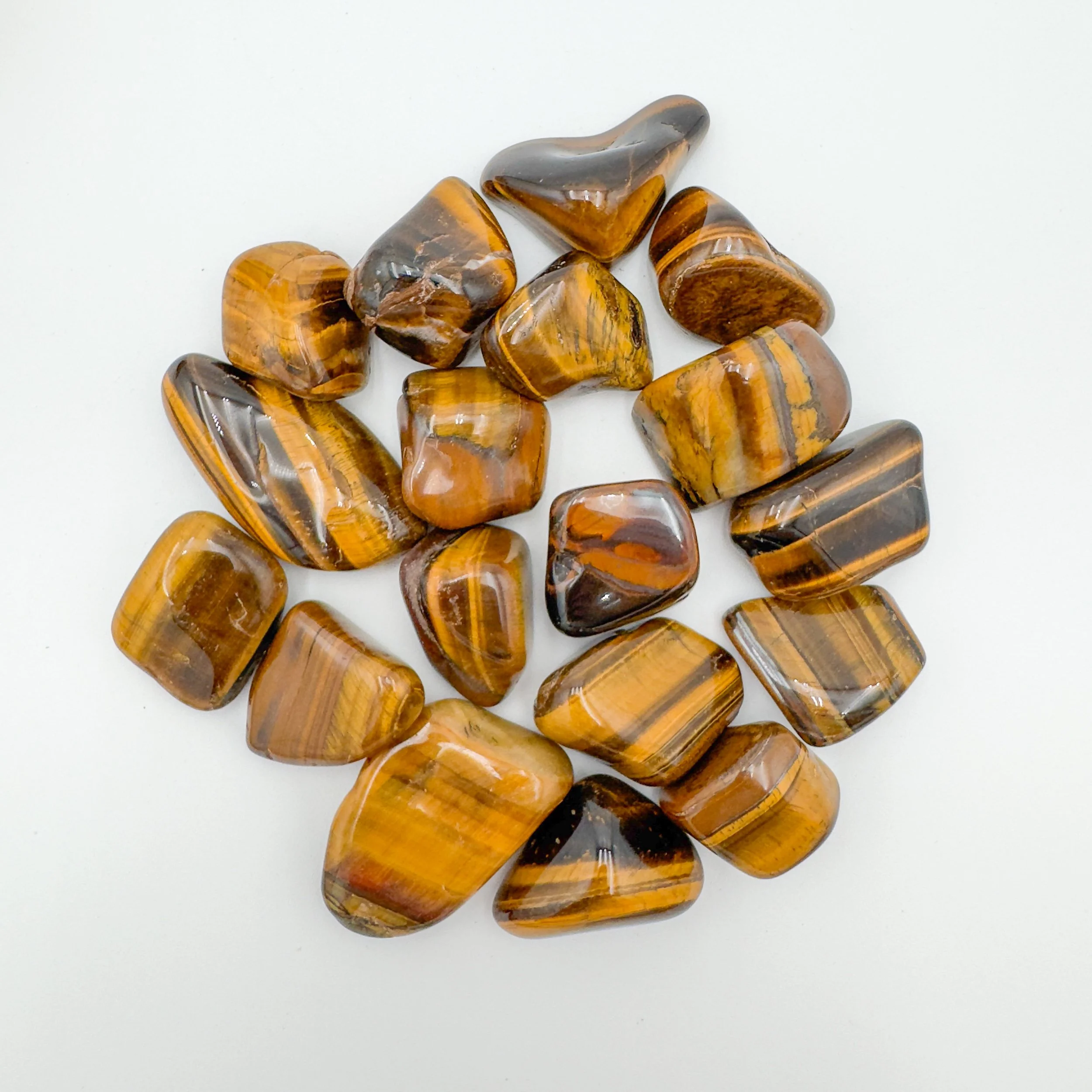 Tiger Eye Tumbled Stones (1.25-2 Inch - A Grade - 16-24 Pieces Per Pound) Ethically Sourced from South Africa - Beyond Bohemian