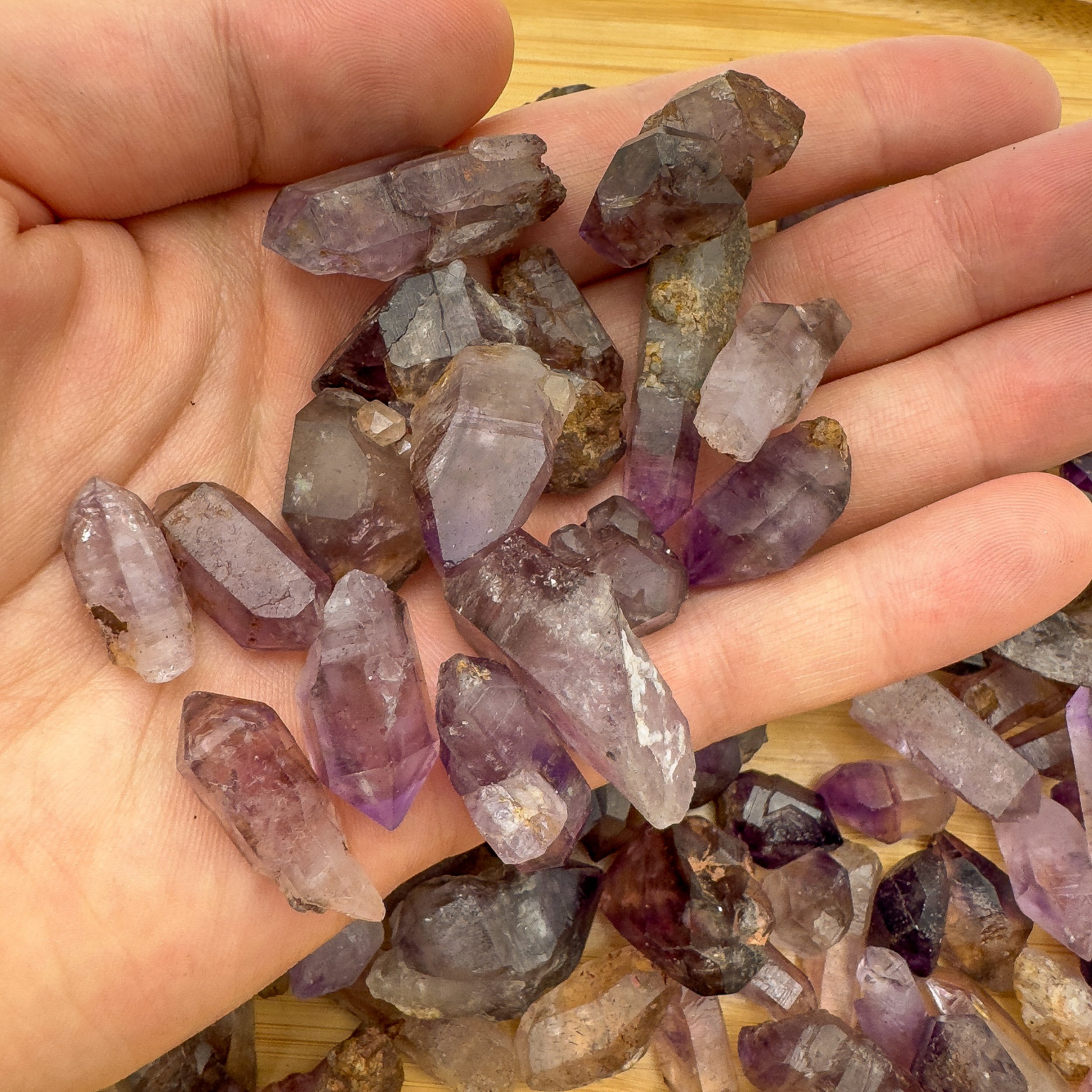 Smoky Amethyst Raw Crystal Points (0.50-1.50 Inch - A Grade - 48-96 Pieces Per Pound) Ethically Sourced from Zimbabwe - Beyond Bohemian