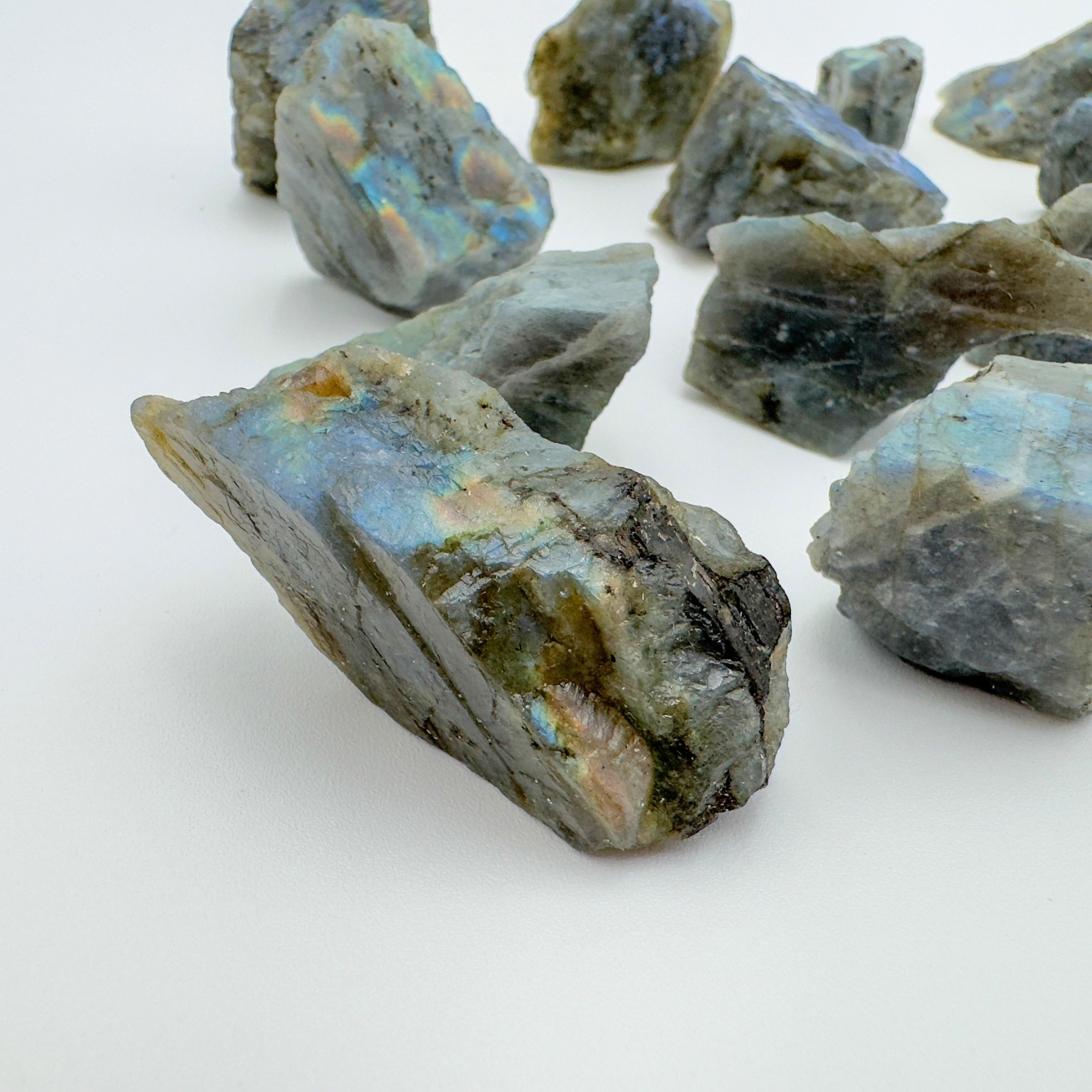 Labradorite (Rainbow) Raw Stones (1-2 Inch - AA Grade - 12-20 Pieces Per Pound) Ethically Sourced from Madagascar - Beyond Bohemian