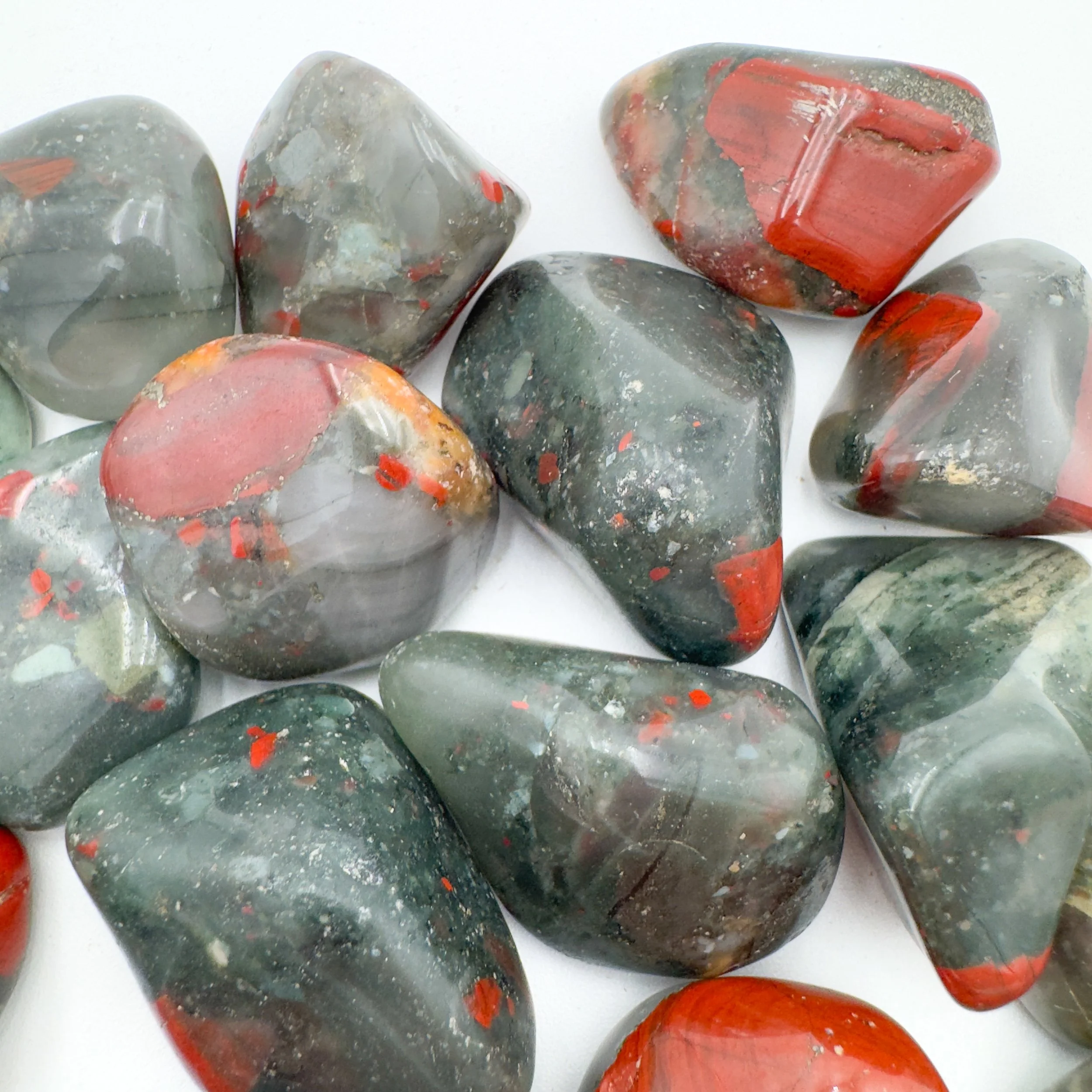 Bloodstone Tumbled Stones (1.25-2 Inch - AA Grade - 16-24 Pieces Per Pound) Ethically Sourced from Eswatini (Swaziland) - Beyond Bohemian