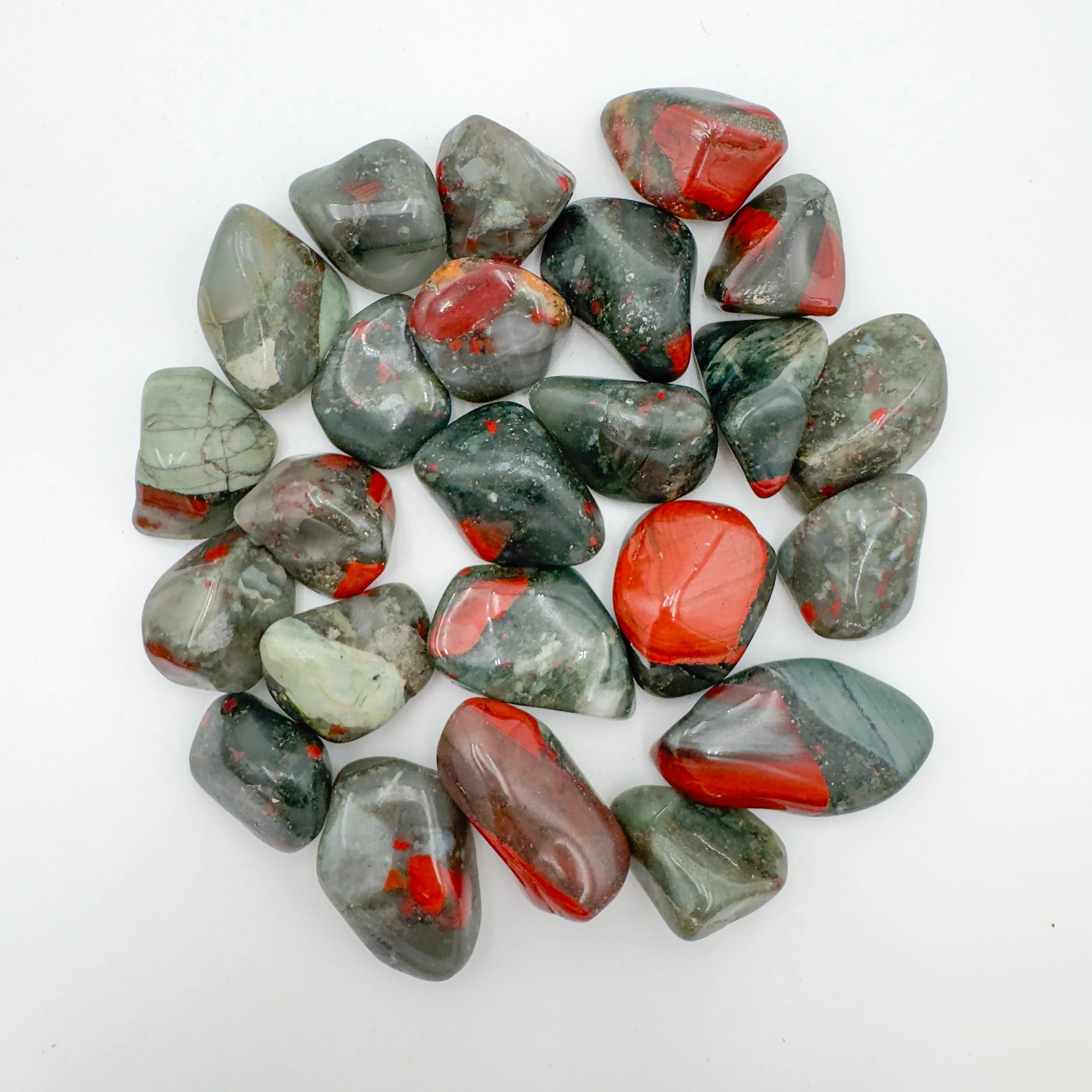 Bloodstone Tumbled Stones (1.25-2 Inch - AA Grade - 16-24 Pieces Per Pound) Ethically Sourced from Eswatini (Swaziland) - Beyond Bohemian