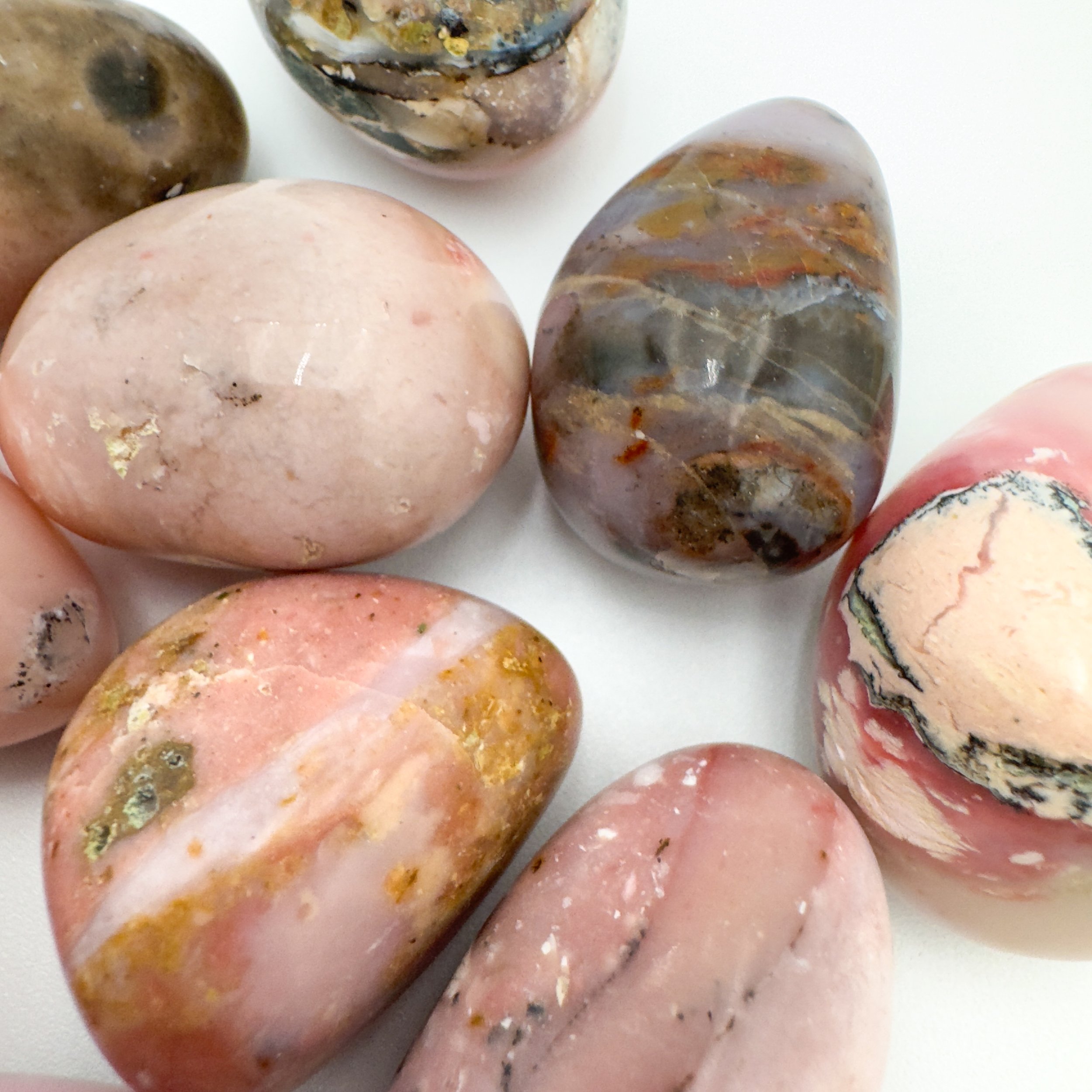 Pink Opal Hand Polished Stones (1.25-1.50 Inch - AA Grade - 8-12 Pieces Per Pound) Ethically Sourced from Peru - Beyond Bohemian