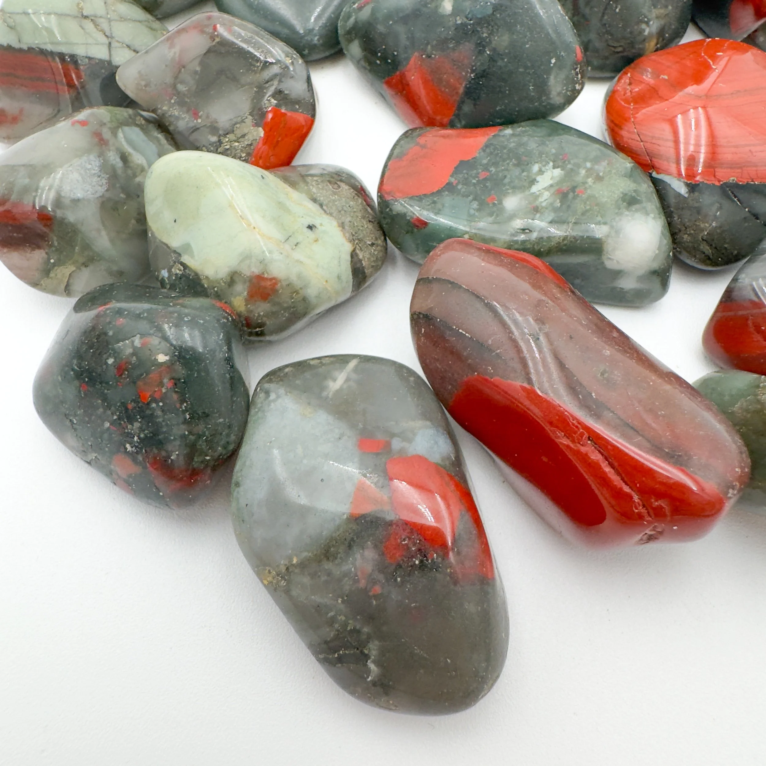 Bloodstone Tumbled Stones (1.25-2 Inch - AA Grade - 16-24 Pieces Per Pound) Ethically Sourced from Eswatini (Swaziland) - Beyond Bohemian